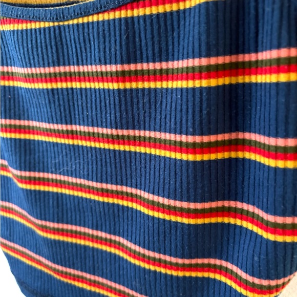 Multicolor Striped Ribbed Cropped Tank Top - Picture 2 of 3